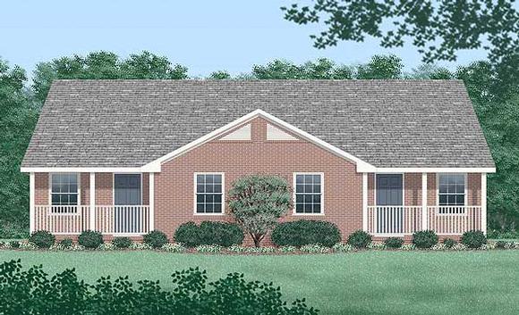 One-Story, Ranch Multi-Family Plan 45348 with 4 Beds, 2 Baths Elevation