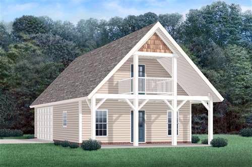2 Car Garage Apartment Plan 45349 with 1 Beds, 1 Baths Elevation