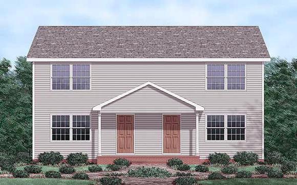 Colonial, Narrow Lot Multi-Family Plan 45353 with 4 Beds, 4 Baths Elevation