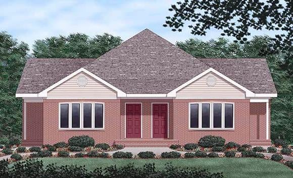 Traditional Multi-Family Plan 45359 with 4 Beds, 2 Baths Elevation