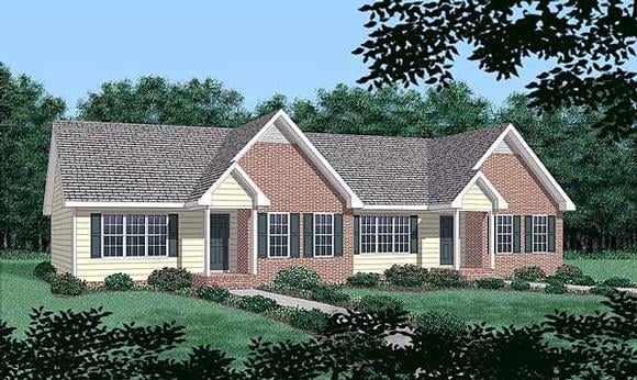 One-Story, Ranch Multi-Family Plan 45363 with 4 Beds, 4 Baths Elevation