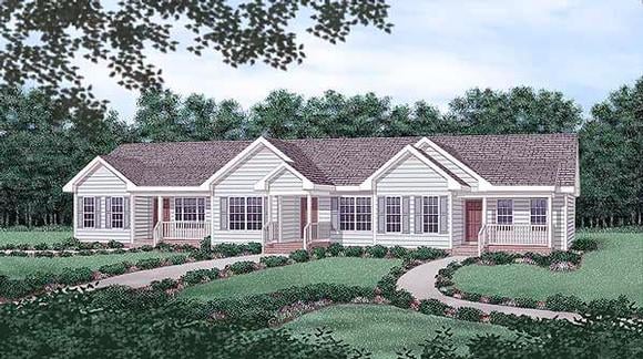 Ranch, Traditional Multi-Family Plan 45364 with 6 Beds, 3 Baths Elevation