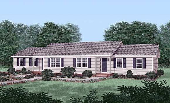 One-Story, Ranch Multi-Family Plan 45366 with 6 Beds, 4 Baths Elevation