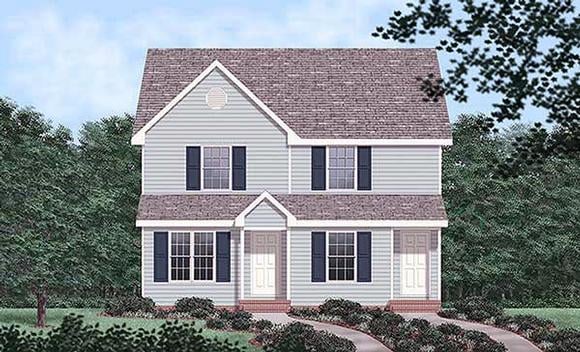 Narrow Lot Multi-Family Plan 45367 with 4 Beds, 4 Baths Elevation