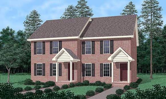 Colonial Multi-Family Plan 45368 with 4 Beds, 6 Baths Elevation