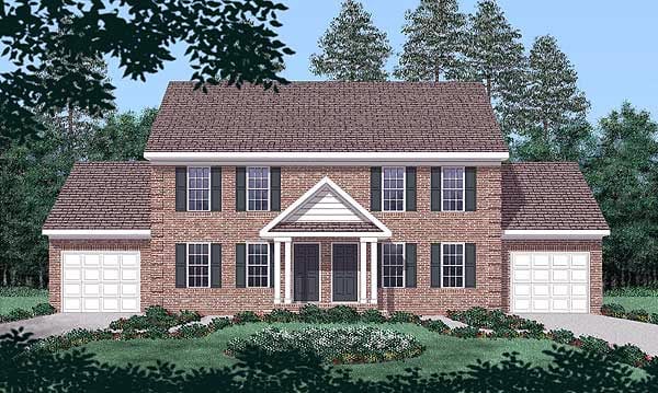 Colonial Multi-Family Plan 45369 with 4 Beds, 6 Baths, 2 Car Garage Elevation