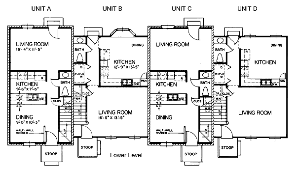 Multi-Family Plan 45372 with 8 Beds, 8 Baths Level Two