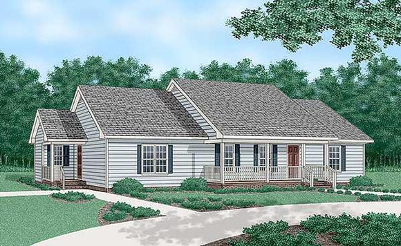 One-Story, Ranch House Plan 45375 with 4 Beds, 3 Baths Elevation