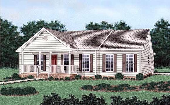 Ranch House Plan 45380 with 3 Beds, 2 Baths, 1 Car Garage Elevation