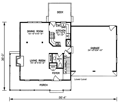 Country House Plan 45389 with 3 Beds, 3 Baths, 2 Car Garage First Level Plan