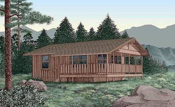 Country House Plan 45394 with 2 Beds, 1 Baths Elevation
