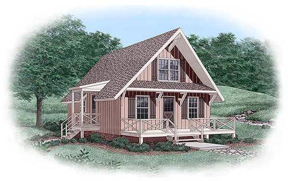 Narrow Lot House Plan 45399 with 3 Beds, 2 Baths Elevation