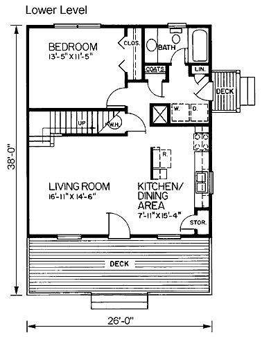 Narrow Lot House Plan 45400 with 3 Beds, 2 Baths First Level Plan
