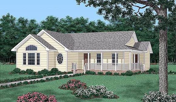 Ranch House Plan 45404 with 3 Beds, 2 Baths Elevation