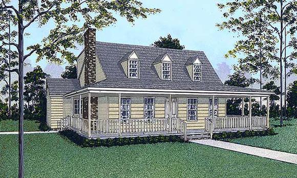 Cape Cod House Plan 45405 with 3 Beds, 2 Baths Elevation