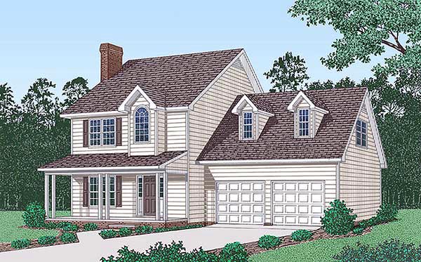 Country House Plan 45407 with 3 Beds, 2 Baths, 2 Car Garage Elevation