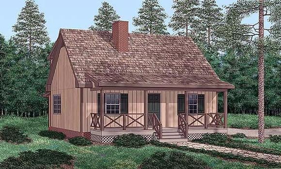 Narrow Lot, One-Story House Plan 45411 with 4 Beds, 2 Baths Elevation