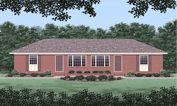 One-Story, Ranch Multi-Family Plan 45418 with 4 Beds, 2 Baths Elevation