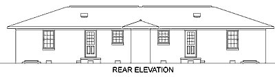 One-Story, Ranch Multi-Family Plan 45418 with 4 Beds, 2 Baths Rear Elevation