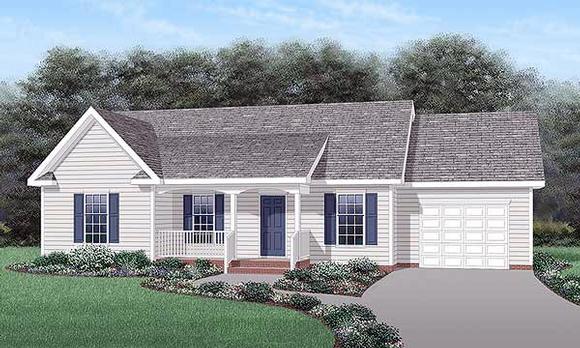 Ranch House Plan 45420 with 3 Beds, 2 Baths, 1 Car Garage Elevation