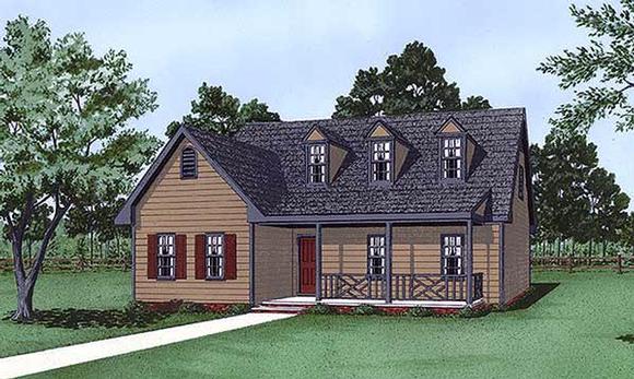 Cape Cod, Narrow Lot House Plan 45426 with 3 Beds, 3 Baths Elevation
