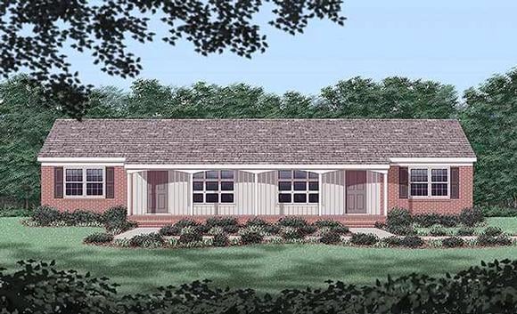One-Story Multi-Family Plan 45446 with 6 Beds, 2 Baths Elevation