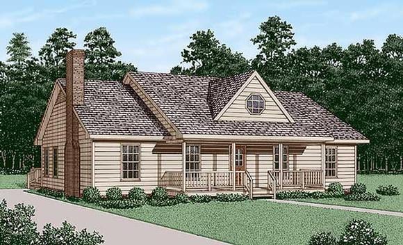 Country, One-Story House Plan 45448 with 3 Beds, 2 Baths Elevation