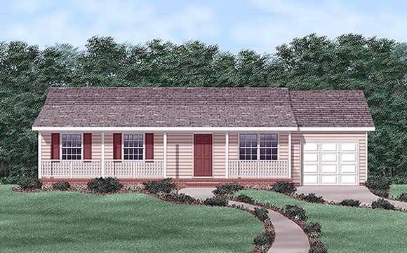 One-Story, Ranch House Plan 45453 with 3 Beds, 2 Baths, 1 Car Garage Elevation