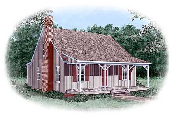 Country, Narrow Lot House Plan 45460 with 4 Beds, 2 Baths Elevation