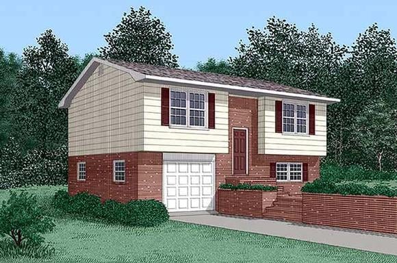 Narrow Lot, Traditional House Plan 45464 with 3 Beds, 2 Baths, 1 Car Garage Elevation