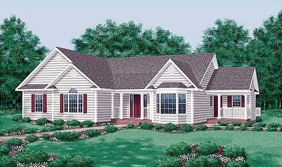 One-Story, Traditional House Plan 45469 with 3 Beds, 2 Baths Elevation