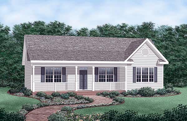 Country, Ranch, Traditional House Plan 45476 with 3 Beds, 2 Baths Elevation