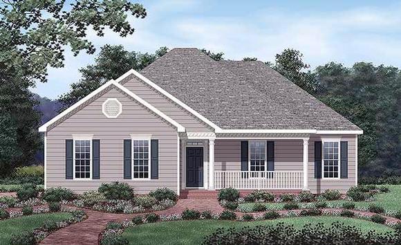 European, One-Story House Plan 45479 with 3 Beds, 2 Baths, 2 Car Garage Elevation