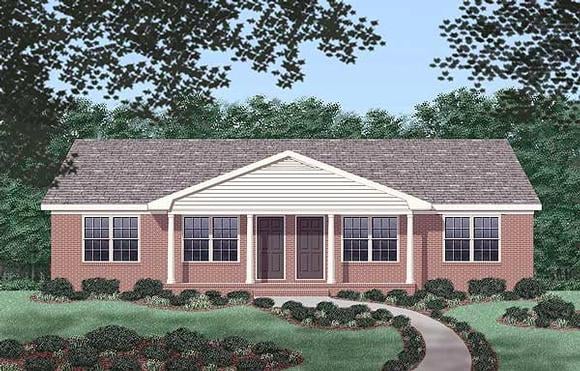 One-Story, Ranch Multi-Family Plan 45487 with 4 Beds, 2 Baths Elevation