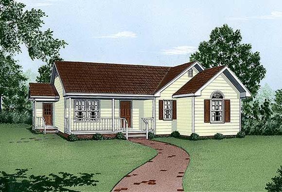 One-Story, Ranch House Plan 45488 with 3 Beds, 2 Baths Elevation