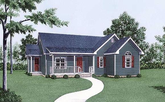 Ranch House Plan 45489 with 3 Beds, 2 Baths Elevation
