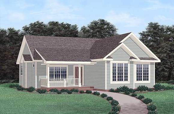 One-Story, Ranch House Plan 45490 with 3 Beds, 2 Baths Elevation