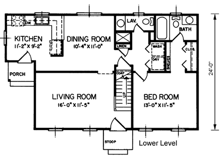 Cape Cod, Narrow Lot House Plan 45491 with 3 Beds, 2 Baths First Level Plan