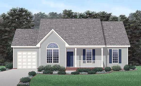 Traditional House Plan 45493 with 3 Beds, 2 Baths, 1 Car Garage Elevation