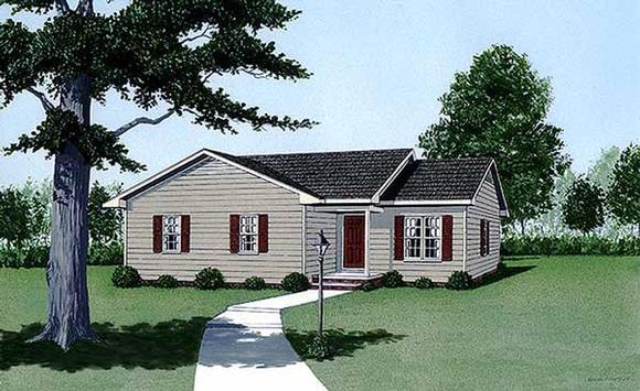 Narrow Lot, One-Story, Traditional House Plan 45495 with 3 Beds, 2 Baths Elevation