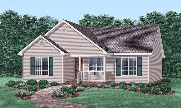Narrow Lot, Traditional House Plan 45503 with 3 Beds, 2 Baths Elevation