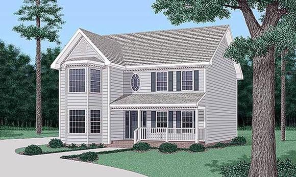 Country, Narrow Lot House Plan 45508 with 3 Beds, 3 Baths Elevation