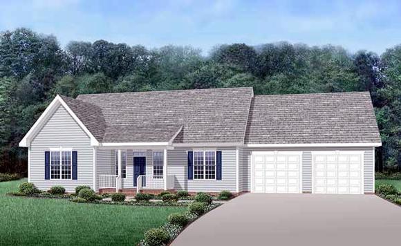 Country, One-Story, Ranch House Plan 45510 with 3 Beds, 2 Baths, 2 Car Garage Elevation