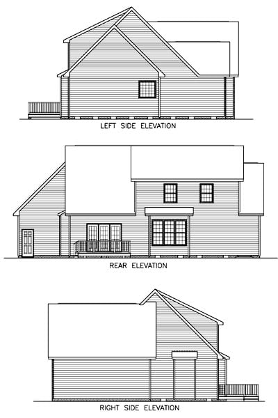 House Plan 45511 with 3 Beds, 3 Baths, 2 Car Garage Rear Elevation