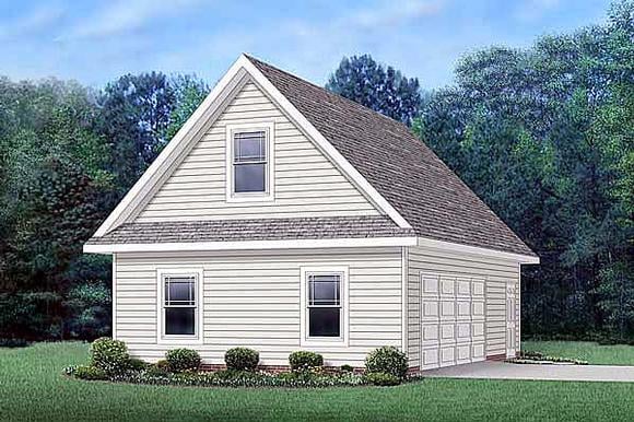 Traditional 2 Car Garage Apartment Plan 45512 with 1 Beds, 1 Baths Elevation
