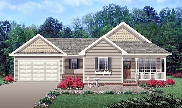 Ranch, Traditional House Plan 45514 with 3 Beds, 3 Baths, 2 Car Garage Elevation