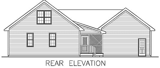Ranch, Traditional House Plan 45514 with 3 Beds, 3 Baths, 2 Car Garage Rear Elevation