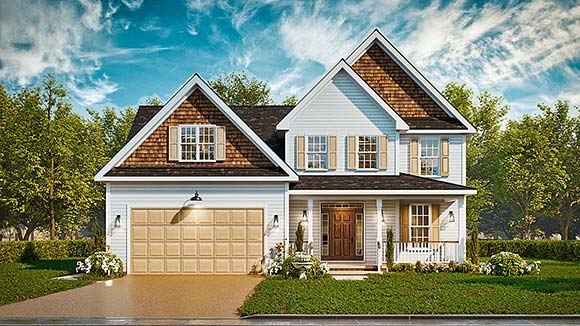 Bungalow, Craftsman House Plan 45518 with 3 Beds, 3 Baths, 2 Car Garage Elevation