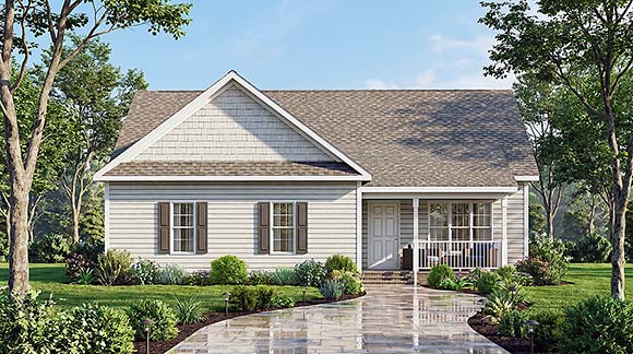 Ranch, Traditional House Plan 45528 with 4 Beds, 2 Baths Elevation