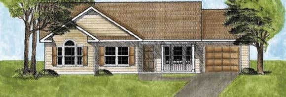 One-Story, Ranch House Plan 45600 with 3 Beds, 2 Baths, 1 Car Garage Elevation